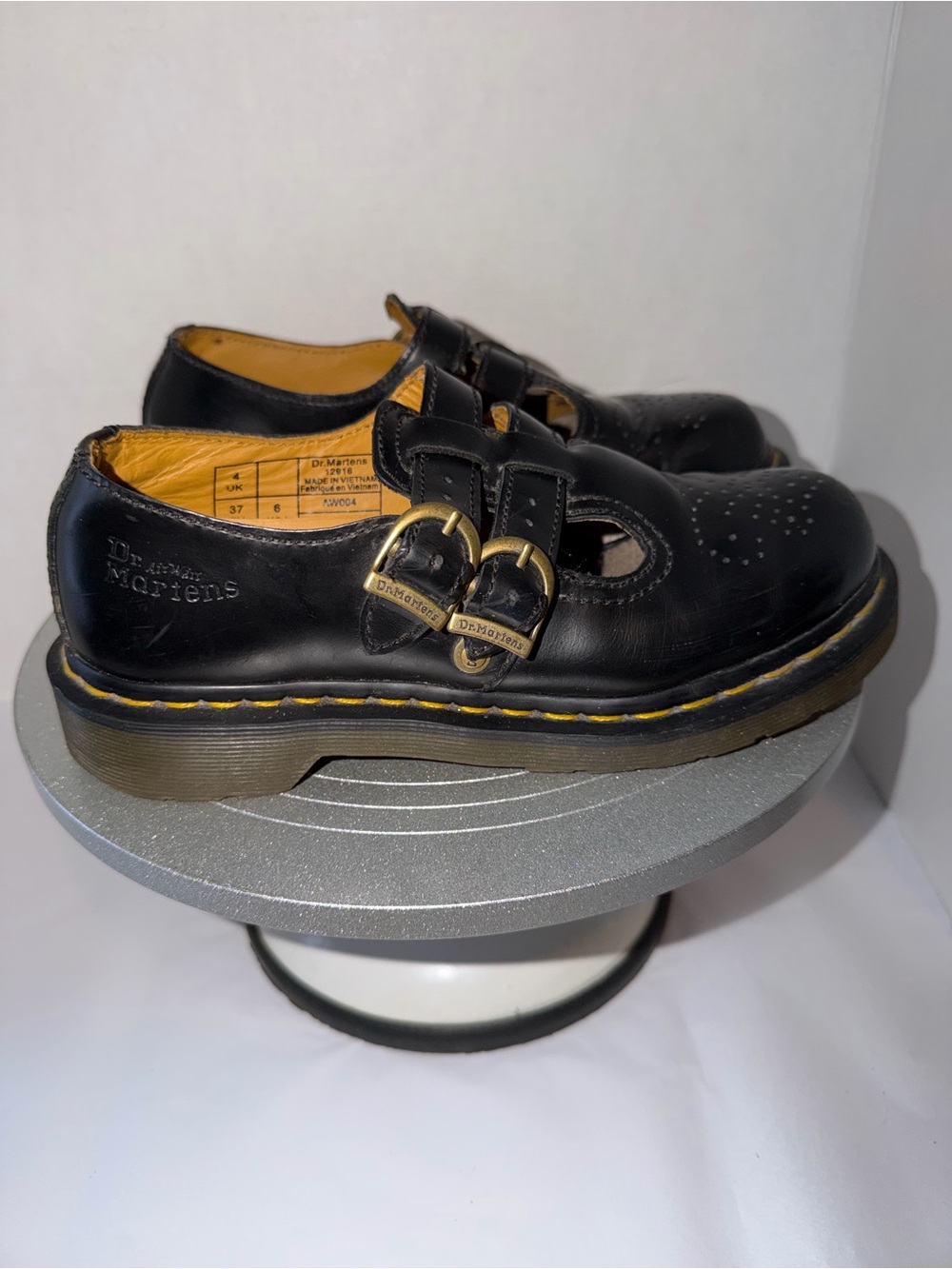 Dr.Martens 12916 Black Leather Double Buckle Mary Jane shoes  Sz 6 L